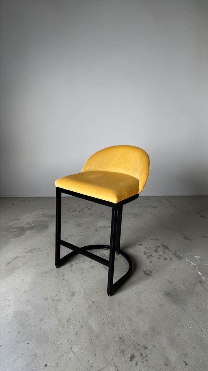 5341783639768896265 — копия Купити барний стілець Bloom чорний каркас жовтий велюр | Барний стілець для кухні та салону - Зображення 1