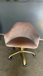 Купити стілець Classic на колесах золото велюр бежевий | Косметичний стілець для салону - Зображення 2