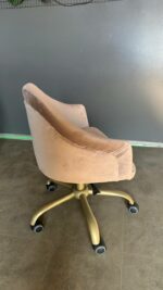 Купити стілець Classic на колесах золото велюр бежевий | Косметичний стілець для салону - Зображення 3