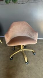 Купити стілець Classic на колесах золото велюр бежевий | Косметичний стілець для салону - Зображення 6