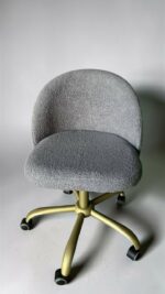 Купити стілець Soft на колесах золото букле сірий | Стілець для салону краси та майстрів