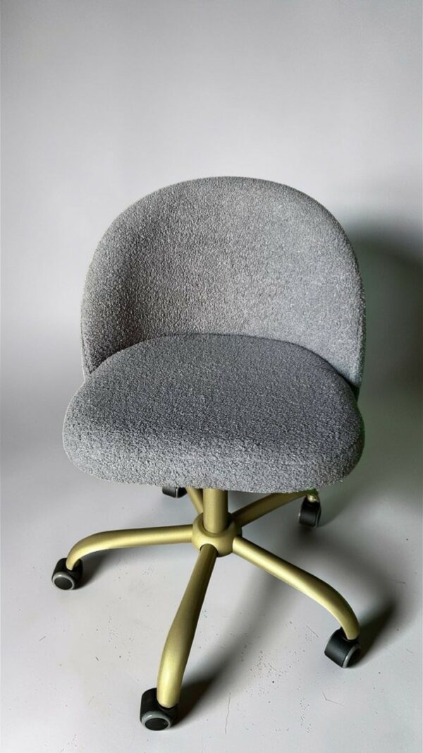 Купити стілець Soft на колесах золото букле сірий | Стілець для салону краси та майстрів