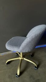 Купити стілець Soft на колесах золото букле сірий | Стілець для салону краси та майстрів - Зображення 4