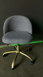 Купити стілець Soft на колесах золото букле сірий | Стілець для салону краси та майстрів - Зображення 6