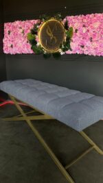 Купити кушетку пряму золото букле сіре | Кушетка для нарощення вій та косметології - Зображення 3