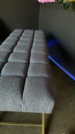 Купити кушетку пряму золото букле сіре | Кушетка для нарощення вій та косметології - Зображення 4