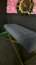 Купити кушетку пряму золото букле сіре | Кушетка для нарощення вій та косметології - Зображення 5