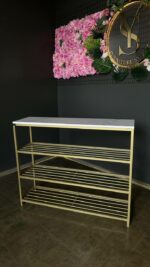 Купити полку для взуття Loft золото білий мармур | Взуттєва полка лофт - Зображення 2