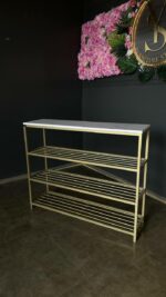 Купити полку для взуття Loft золото білий мармур | Взуттєва полка лофт - Зображення 3