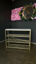 Купити полку для взуття Loft золото білий мармур | Взуттєва полка лофт - Зображення 4