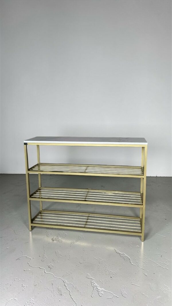 Купити полку для взуття Loft золото білий мармур | Взуттєва полка лофт