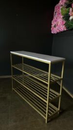 Купити полку для взуття Loft золото білий мармур | Взуттєва полка лофт - Зображення 5