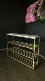 Купити полку для взуття Loft золото білий мармур | Взуттєва полка лофт - Зображення 6