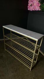 Купити полку для взуття Loft золото білий мармур | Взуттєва полка лофт - Зображення 7