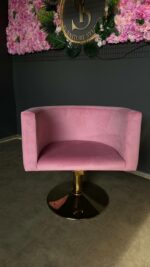 Перукарське крісло овал золото рожевий велюр | Крісло для салону краси - Зображення 2