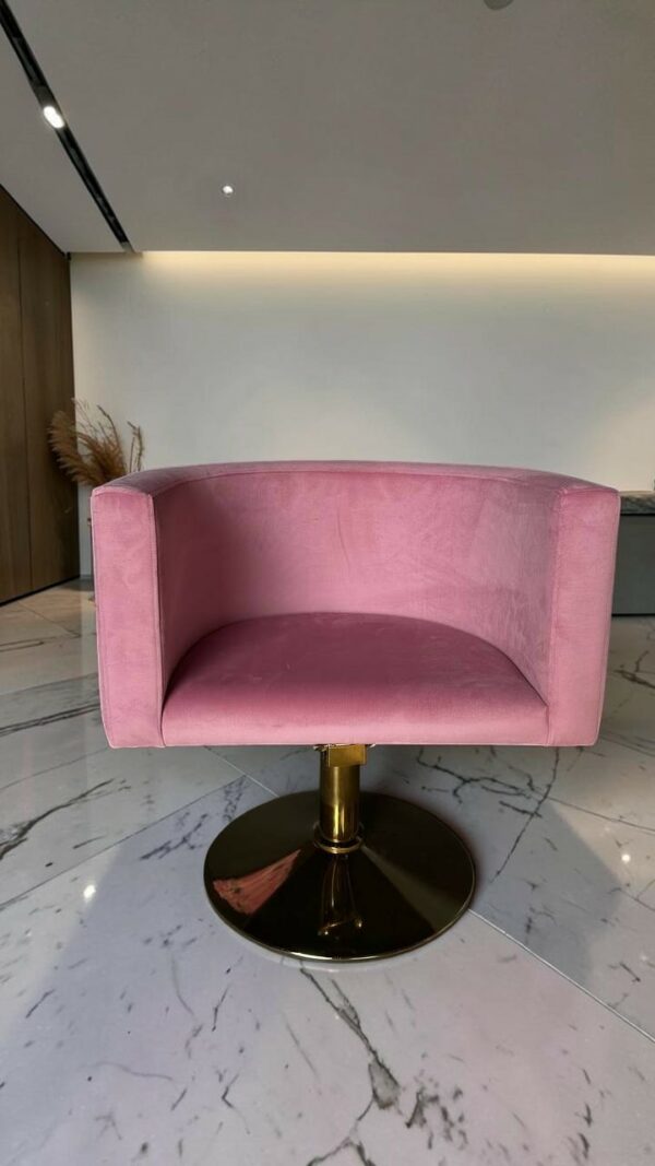 Перукарське крісло овал золото рожевий велюр | Крісло для салону краси