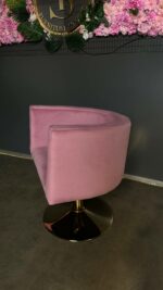 Перукарське крісло овал золото рожевий велюр | Крісло для салону краси - Зображення 3