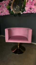 Перукарське крісло овал золото рожевий велюр | Крісло для салону краси - Зображення 6