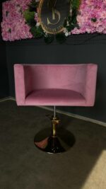 Перукарське крісло овал золото рожевий велюр | Крісло для салону краси - Зображення 7