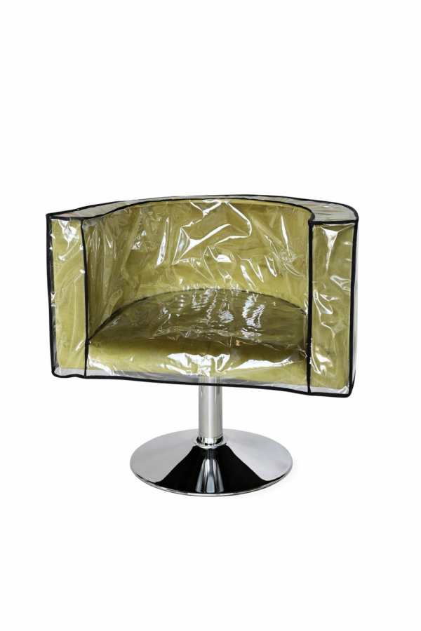 Чохол на перукарське крісло Oval прозорий, чорна окантовка