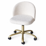 Стілець Soft білий букле, на колесах, золота база