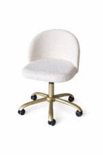 Стілець Soft білий букле, на колесах, золота база