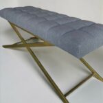 Купити кушетку пряму золото букле сіре | Кушетка для нарощення вій та косметології