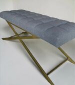 Купити кушетку пряму золото букле сіре | Кушетка для нарощення вій та косметології