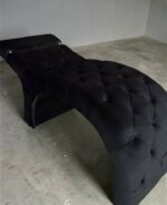 Купити кушетку для нарощення вій чорна велюр | Косметологічна кушетка з регулюванням спинки