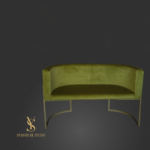 Диван Loft Oval зелений велюр, золота ніжка