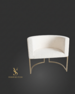 Крісло Loft Oval біле букле на чорному металевому каркасі - Зображення 2