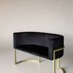 Диван Loft Oval 130 см чорний велюр ніжки золото
