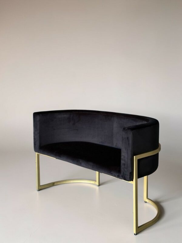 Диван Loft Oval 130 см чорний велюр ніжки золото