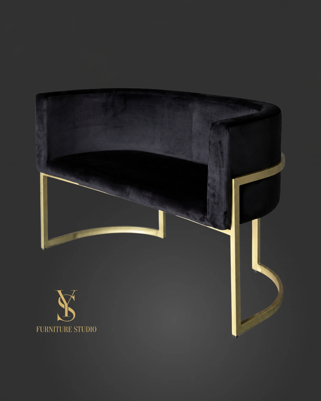 loft-oval-sofa-black-velvet-gold.jpg Диван Loft Oval чорний велюр із золотою металевою основою для салону краси та зони очікування