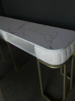 Стіл манікюрний Art Lux Double — білий мармур, тканина тедді, золоті ніжки - Зображення 3