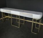 Стіл манікюрний Art Lux Double — білий мармур, тканина тедді, золоті ніжки