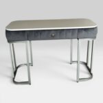Стіл Art Lux Plus сірий велюр срібні ніжки – туалетний столик з шухлядою