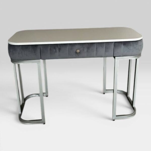 Стіл Art Lux Plus сірий велюр срібні ніжки – туалетний столик з шухлядою