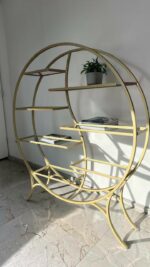 Стелаж круглий золото зі скляними полицями 150×172 | Декоративний стелаж loft - Зображення 2