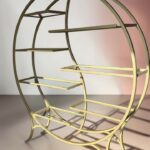 Стелаж круглий золото зі скляними полицями 150×172 | Декоративний стелаж loft
