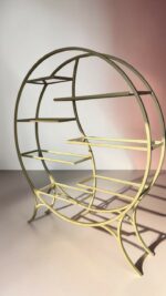 Стелаж круглий золото зі скляними полицями 150×172 | Декоративний стелаж loft