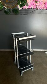 Візок косметологічний Loft 01 срібло з полицями чорний мармур | Візок для салону краси - Зображення 2