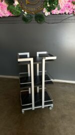 Візок косметологічний Loft 01 срібло з полицями чорний мармур | Візок для салону краси - Зображення 5