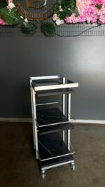 Візок косметологічний Loft 01 срібло з полицями чорний мармур | Візок для салону краси - Зображення 6