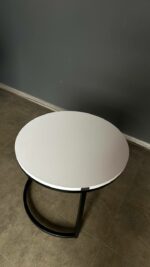 Стіл журнальний лофт круглий білий з чорними ніжками | Столик у вітальню - Зображення 4