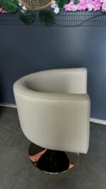 Перукарське крісло OVAL Gold на гідравліці – кругла золота база, бежевий екошкірозамінник - Зображення 4
