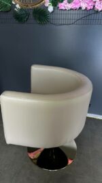Перукарське крісло OVAL Gold на гідравліці – кругла золота база, бежевий екошкірозамінник - Зображення 3
