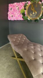 Анатомічна кушетка Loft каретна прошивка – косметологічна кушетка для нарощення вій, золота ніжка - Зображення 4