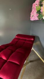 Кушетка Loft з регулюванням квадратна прошивка бордовий велюр - Зображення 5