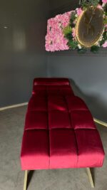 Кушетка Loft з регулюванням квадратна прошивка бордовий велюр - Зображення 6